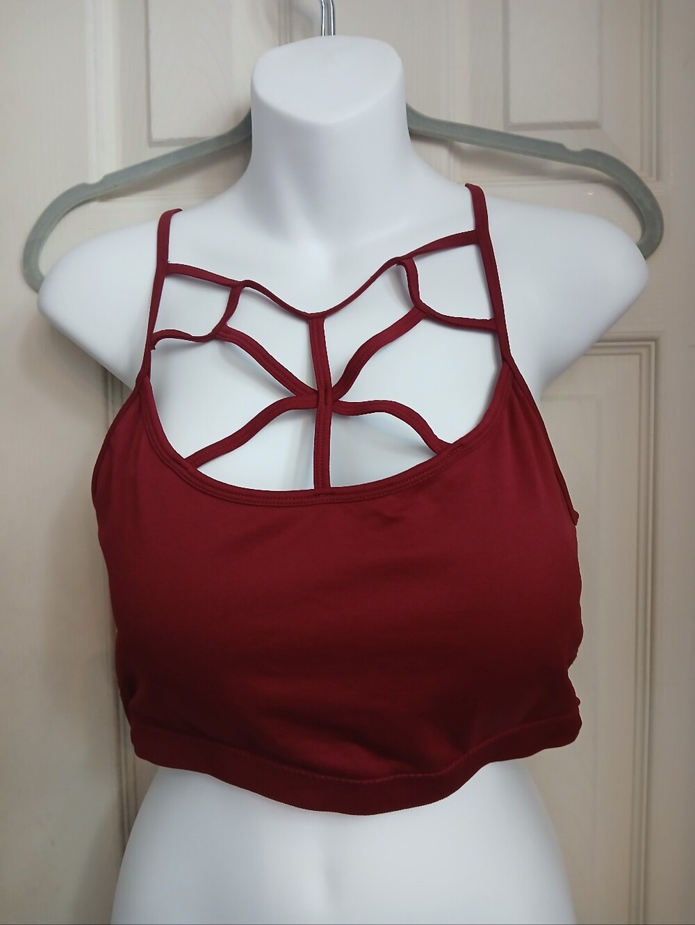 Zenana Outfitters Women's Lattice Sports bra Plus Size 2x/3x Red Strappy Bralet